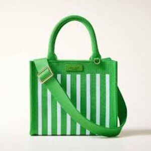 NWT Kate Spare X Target Green and White Striped Knit Crossbody Tote Bag